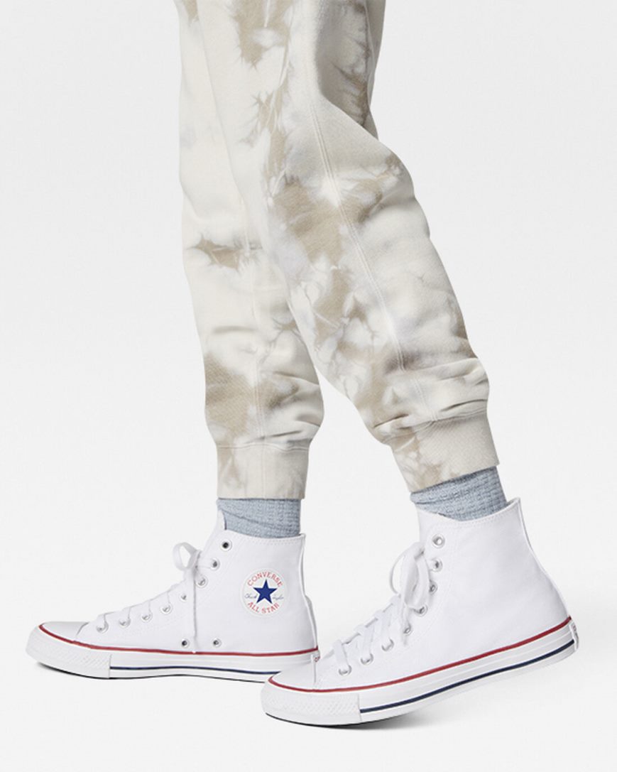 Men's Converse Go-To Star Chevron Washed Standard Fit Sweatpants White | AU 0E849H